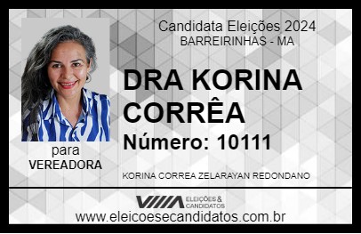 Candidato DRA KORINA CORRÊA 2024 - BARREIRINHAS - Eleições