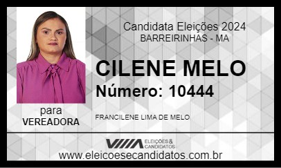 Candidato CILENE MELO 2024 - BARREIRINHAS - Eleições