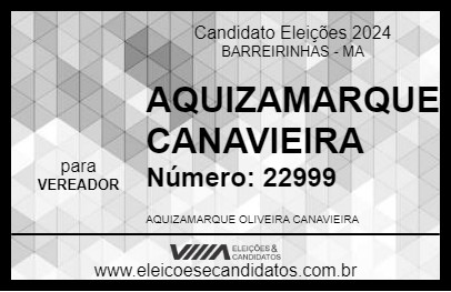 Candidato AQUIZAMARQUE CANAVIEIRA 2024 - BARREIRINHAS - Eleições