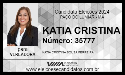 Candidato KATIA CRISTINA 2024 - PAÇO DO LUMIAR - Eleições