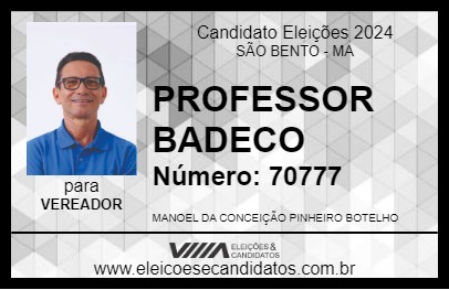 Candidato PROFESSOR BADECO 2024 - SÃO BENTO - Eleições