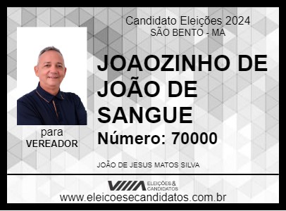 Candidato JOAOZINHO DE JOÃO DE SANGUE 2024 - SÃO BENTO - Eleições