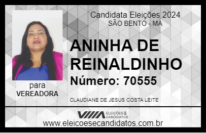 Candidato ANINHA DE REINALDINHO 2024 - SÃO BENTO - Eleições