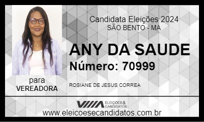 Candidato ANY DA SAUDE 2024 - SÃO BENTO - Eleições