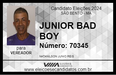 Candidato JUNIOR BAD BOY 2024 - SÃO BENTO - Eleições