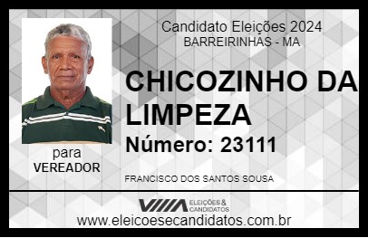 Candidato CHICOZINHO DA LIMPEZA 2024 - BARREIRINHAS - Eleições