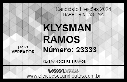 Candidato KLYSMAM RAMOS 2024 - BARREIRINHAS - Eleições