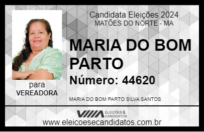 Candidato MARIA DO BOM PARTO 2024 - MATÕES DO NORTE - Eleições