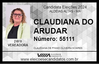 Candidato CLAUDIANA DO ARUDAR 2024 - ALDEIAS ALTAS - Eleições