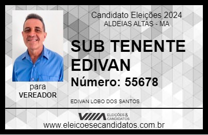 Candidato SUB TENENTE EDIVAN 2024 - ALDEIAS ALTAS - Eleições