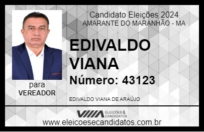 Candidato EDIVALDO VIANA 2024 - AMARANTE DO MARANHÃO - Eleições