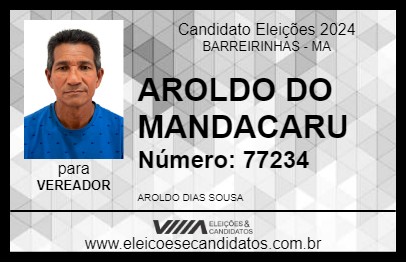 Candidato AROLDO DO MANDACARU 2024 - BARREIRINHAS - Eleições