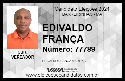 Candidato EDIVALDO FRANÇA 2024 - BARREIRINHAS - Eleições