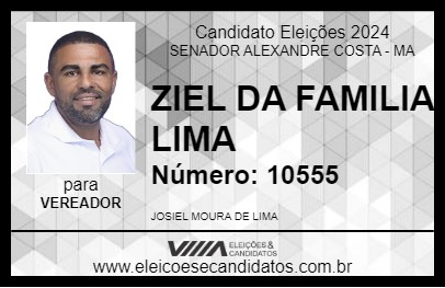 Candidato ZIEL DA FAMILIA LIMA 2024 - SENADOR ALEXANDRE COSTA - Eleições