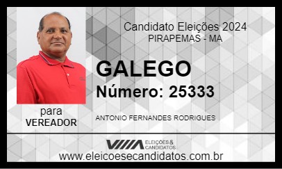 Candidato GALEGO 2024 - PIRAPEMAS - Eleições