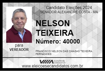 Candidato NELSON TEIXEIRA 2024 - SENADOR ALEXANDRE COSTA - Eleições