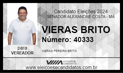 Candidato VIERAS BRITO 2024 - SENADOR ALEXANDRE COSTA - Eleições