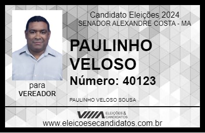 Candidato PAULINHO VELOSO 2024 - SENADOR ALEXANDRE COSTA - Eleições