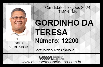 Candidato GORDINHO DA TERESA 2024 - TIMON - Eleições