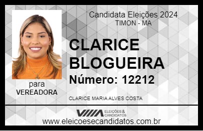 Candidato CLARICE BLOGUEIRA 2024 - TIMON - Eleições