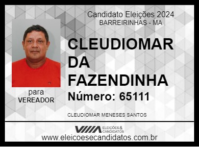 Candidato CLEUDIOMAR DA FAZENDINHA 2024 - BARREIRINHAS - Eleições