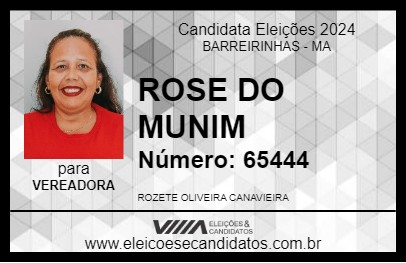 Candidato ROSE DO MUNIM 2024 - BARREIRINHAS - Eleições