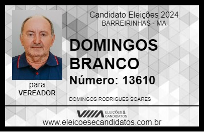 Candidato DOMINGOS BRANCO 2024 - BARREIRINHAS - Eleições