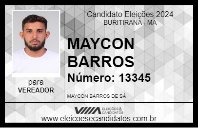 Candidato MAYCON BARROS 2024 - BURITIRANA - Eleições