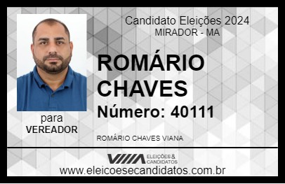 Candidato ROMÁRIO CHAVES 2024 - MIRADOR - Eleições