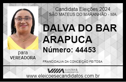 Candidato DALVA DO BAR ARAPUCA 2024 - SÃO MATEUS DO MARANHÃO - Eleições