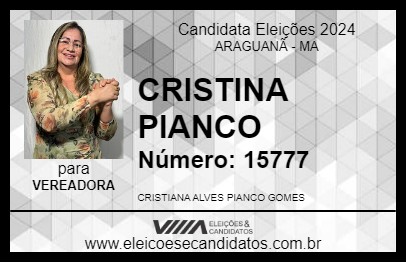 Candidato CRISTINA PIANCO  2024 - ARAGUANÃ - Eleições