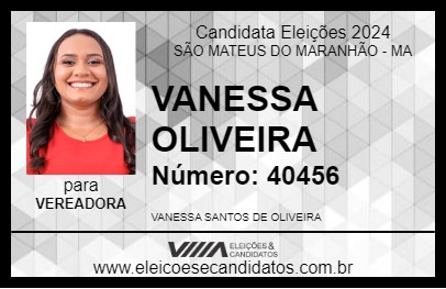 Candidato VANESSA OLIVEIRA 2024 - SÃO MATEUS DO MARANHÃO - Eleições