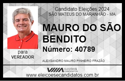 Candidato MAURO DO SÃO BENEDITO 2024 - SÃO MATEUS DO MARANHÃO - Eleições