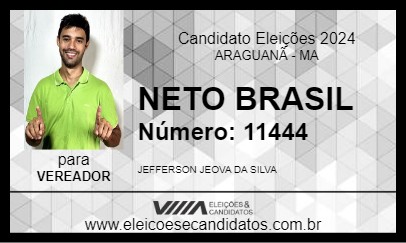 Candidato NETO BRASIL 2024 - ARAGUANÃ - Eleições