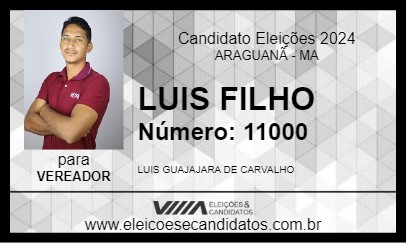 Candidato LUIS FILHO 2024 - ARAGUANÃ - Eleições