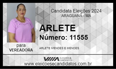 Candidato ARLETE 2024 - ARAGUANÃ - Eleições