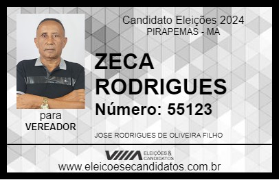 Candidato ZECA RODRIGUES 2024 - PIRAPEMAS - Eleições