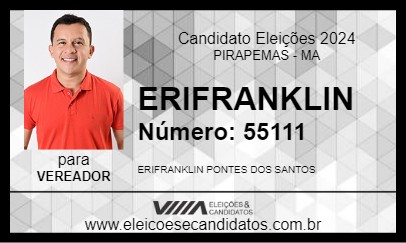 Candidato ERIFRANKLIN 2024 - PIRAPEMAS - Eleições