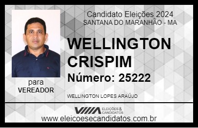 Candidato WELLINGTON CRISPIM 2024 - SANTANA DO MARANHÃO - Eleições