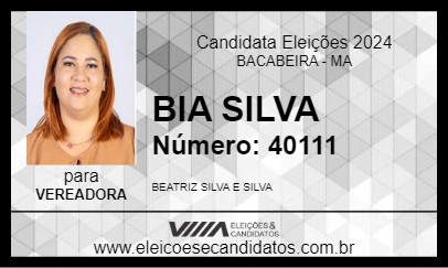 Candidato BIA SILVA 2024 - BACABEIRA - Eleições