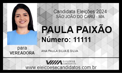 Candidato PAULA 2024 - SÃO JOÃO DO CARÚ - Eleições