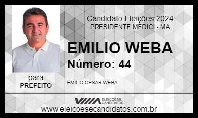 Candidato EMILIO WEBA 2024 - PRESIDENTE MÉDICI - Eleições