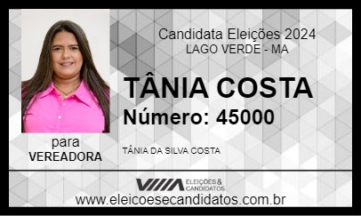 Candidato TÂNIA COSTA 2024 - LAGO VERDE - Eleições