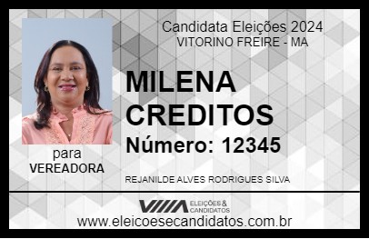 Candidato MILENA CREDITOS  2024 - VITORINO FREIRE - Eleições