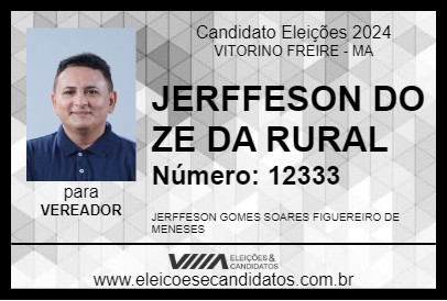 Candidato JERFFESON DO ZE DA RURAL 2024 - VITORINO FREIRE - Eleições