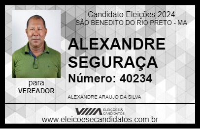 Candidato ALEXANDRE SEGURAÇA 2024 - SÃO BENEDITO DO RIO PRETO - Eleições