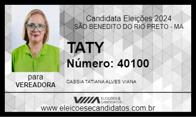 Candidato TATY 2024 - SÃO BENEDITO DO RIO PRETO - Eleições