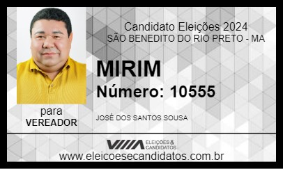 Candidato MIRIM 2024 - SÃO BENEDITO DO RIO PRETO - Eleições