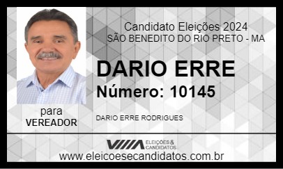 Candidato DARIO ERRE 2024 - SÃO BENEDITO DO RIO PRETO - Eleições