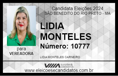 Candidato LIDIA MONTELES 2024 - SÃO BENEDITO DO RIO PRETO - Eleições